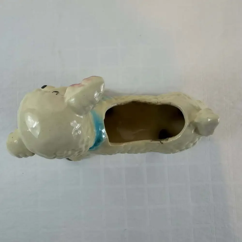 1950's Vintage Ceramic Lamb Planter *chip On Hoof, Discoloring